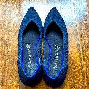 Rothy’s blue birdseye pointe flat